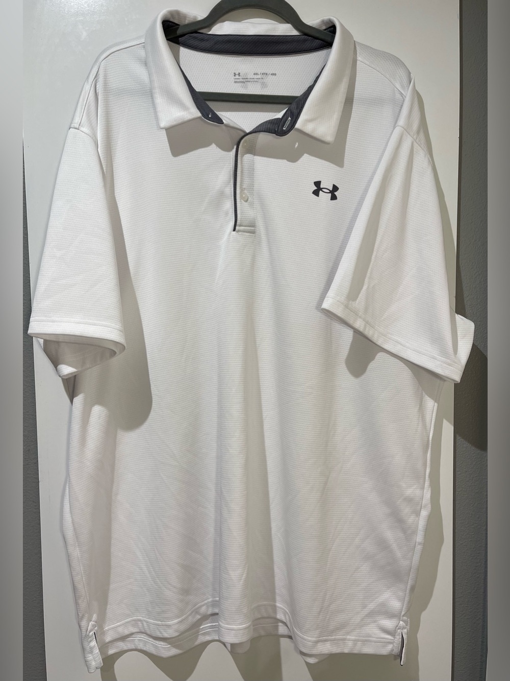 Under Armour UA Tech Men’s Polo 4XL White Graphite Golf Shirt 1290140